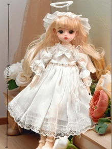 1件30厘米森林仙子娃娃衣服，花边连衣裙，手工精细制作，适合BJD/SD娃娃，公主派对服装，女孩收藏礼物，春季拍照道具，非毛绒填充 - 彩色 - 查看 5