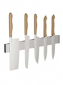 1 pièce Porte-couteaux de cuisine (pas besoin de percer, fourni avec colle sans clou, distinguer l'avant de l'arrière lors de l'installation, aimant unilatéral) Porte-couteaux magnétique en acier inoxydable 304 simple monté au mur. Rangement pour couteaux de cuisine. Porte-couteaux Halloween Noël Bon assistant de cuisine Accessoires de rangement de couteaux de cuisine