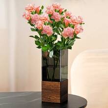 1 件 11.8 英寸 X 4.7 英寸方形木质底座亚克力花瓶，灰色装饰品，适用于客厅插花、餐桌装饰礼物生日毕业 - 彩色 - 查看 6