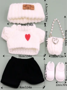 Bộ quần áo búp bê 5 món 17cm gồm áo len ấm áp, mũ, quần, túi xách và giày dép. Thích hợp để trưng bày, chụp ảnh, sưu tầm, làm quà tặng cho người sưu tập. Không bao gồm búp bê. - Nhiều màu - Xem 3
