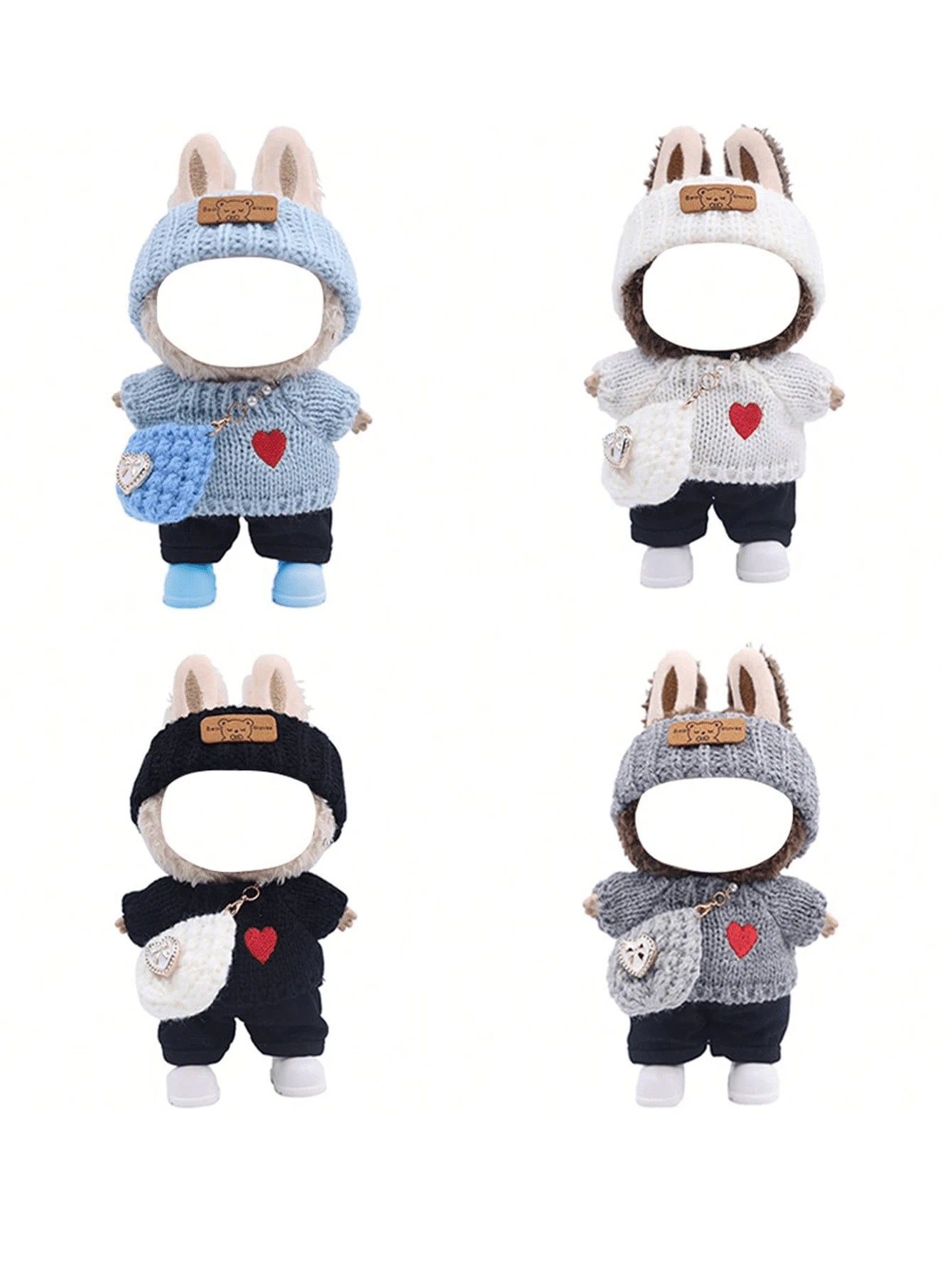 Bộ quần áo búp bê 5 món 17cm gồm áo len ấm áp, mũ, quần, túi xách và giày dép. Thích hợp để trưng bày, chụp ảnh, sưu tầm, làm quà tặng cho người sưu tập. Không bao gồm búp bê. - Nhiều màu - Xem 1