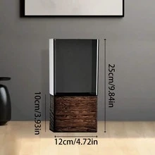 1 件 11.8 英寸 X 4.7 英寸方形木质底座亚克力花瓶，灰色装饰品，适用于客厅插花、餐桌装饰礼物生日毕业 - 彩色 - 查看 8