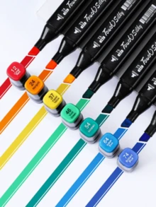 SHEIN 24/36/48/60/80/120Pcs/Set Alcohol Based Brush Markers,Dual Tip Art Markers For Artist,Sketching,Coloring,Highlighting,Illustration,Anime Design,Coloring Brush Pen Set,Markers,Anime,Alcohol Markers,Taba Squishy,Feutre,Markers Alcohol Based,Alcohol Markers,Markers,Alcohol Markers Brush,Alcohol Markers,Alcohol Markers Brush,Markers - Multicolor - View 1