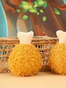 Plush Squeaky Dog Toys, Durable Chew Toys For Dogs Teeth Cleaning, Hamburger, Fried Chicken, Fries, Pizza Shaped Pet Toys For Dog Play And Stress Relief - Multicolor - View 3