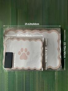 SHEIN 1件装宠物喂食垫，扇贝形狗喂食垫，猫喂食垫，吸水垫，适用于食物和水碗，分配器，可爱优雅美观的扇贝形宠物餐垫，适用于狗、猫、幼犬用品 - 米色 - 查看 3