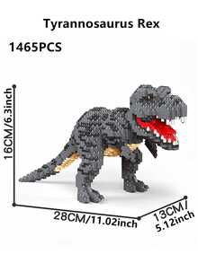 1500-PCS Jurassic - Era Dinosaur DIY 3D Assembly Creative And Educational Stress - Relieving Building Block Model Ornament – Velociraptor, Tyrannosaurus Rex And Cartoon Dinosaur; Indoor Home Decor; Ideal Festival Or Birthday Gift For Dinosaur Lovers - Multicolor - View 2