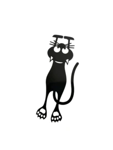 SHEIN 1 pieza Marcapáginas de gato negro de diseño hueco creativo de acrílico, regalo de lectura para lectores y amantes de los libros, Navidad y cumpleaños - Negro - Ver 10