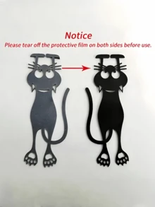 SHEIN 1 pieza Marcapáginas de gato negro de diseño hueco creativo de acrílico, regalo de lectura para lectores y amantes de los libros, Navidad y cumpleaños - Negro - Ver 15