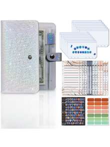 1 件装预算计划活页笔记本，带星空设计的 PU 封面，包含拉链袋、预算工作表、现金整理器、费用跟踪器和储蓄计划器，适用于财务规划、现金管理和储蓄挑战、学校用品、返校 - 彩色 - 查看 16