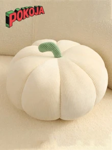 20 厘米 3D 南瓜枕头 - 毛绒泰迪羊毛地板垫，适合万圣节装饰，4 种颜色（浅棕色/白色/粉色/绿色） - 舒适的抱枕，适合沙发、派对和家居礼物 - 彩色 - 查看 5