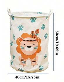 SHEIN 1PC Cartoon Lion Foldable Storage Basket Dirty Clothes Bucket Clothes Change Storage Bucket Children's Toy Storage Basket
