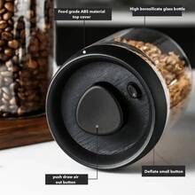 1 buah Wadah Vakum Kaca Borosilikat Berkualitas Tinggi, Transparan, Anti Karat, Buatan Tangan, Untuk Biji Kopi dan Penyimpanan Dapur - Hitam - View 4