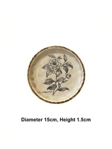 Cirelle 1 Đĩa sứ vẽ tay cổ điển 6 inch – Thiết kế hoa trà và hoa huệ theo phong cách retro tinh tế, đĩa ăn bít tết sang trọng. Khay trưng bày nhẫn và dây chuyền viền nổi thủ công cao cấp. Hoàn hảo để trang trí nhà cửa, làm đồ dùng bàn ăn, hộp đựng trang sức, quà tặng hoặc khay trang trí lối vào. - Nhiều màu - Xem 3