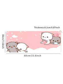 1个可爱卡通猫咪大号鼠标垫 粉色桌面垫 橡胶底座鼠标垫 大号电脑鼠标垫 适用于办公室、家庭、宿舍、返校季、游戏鼠标垫 - 粉色 - 查看 2