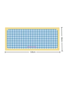 SHEIN 1pc Plaid Desk Mat, Waterproof & Oil Resistant, Washable, Suitable For Dorm Desk, Student Study Writing Desk Pad - Blue and White - View 2
