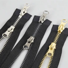 5条装单拉/双拉闭口金属拉链 #5，多种颜色可选，适用于服装裁剪和缝纫工艺 - 闭口设计，单拉/双拉黄铜拉链头，适用于夹克和手工艺品 - 黑色、金色、银灰色 - 5# 金屬 - 查看 5