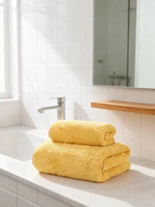 SHEIN 1/2 Stück Korallenfleece Handtuch, weich, saugfähig, schnelltrocknend, nicht ausziehend, romantisches Liebe/Rosen Muster als Paar-Geschenk, ideal zum Haaretrocknen, Gesichtwaschen, Baden, Valentinstag Geschenk, Badezimmer Dekoration Zuhause - Gelb - Übersicht 9