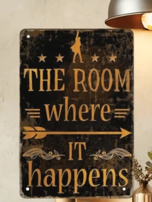 1 件 2D 平面复古 Alexander Hamilton 名言金属标牌 - “The Room Where It Happens” 励志墙饰（8x12 英寸）；适合客厅、酒吧和餐厅的乡村家居装饰，也适合房间装饰 - 彩色 - 查看 2