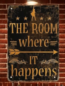 1 件 2D 平面复古 Alexander Hamilton 名言金属标牌 - “The Room Where It Happens” 励志墙饰（8x12 英寸）；适合客厅、酒吧和餐厅的乡村家居装饰，也适合房间装饰 - 彩色 - 查看 6