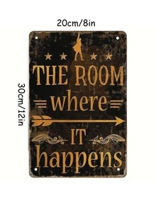 1 件 2D 平面复古 Alexander Hamilton 名言金属标牌 - “The Room Where It Happens” 励志墙饰（8x12 英寸）；适合客厅、酒吧和餐厅的乡村家居装饰，也适合房间装饰 - 彩色 - 查看 4