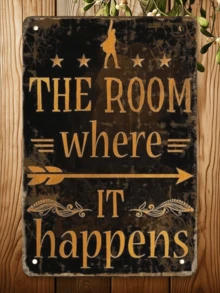 1 件 2D 平面复古 Alexander Hamilton 名言金属标牌 - “The Room Where It Happens” 励志墙饰（8x12 英寸）；适合客厅、酒吧和餐厅的乡村家居装饰，也适合房间装饰 - 彩色 - 查看 5