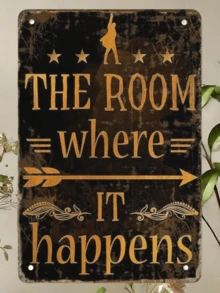 1 件 2D 平面复古 Alexander Hamilton 名言金属标牌 - “The Room Where It Happens” 励志墙饰（8x12 英寸）；适合客厅、酒吧和餐厅的乡村家居装饰，也适合房间装饰 - 彩色 - 查看 3