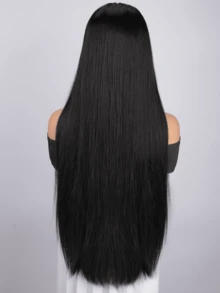 即戴即用，预先拔毛和修剪的蕾丝融合假发，4x4 无胶前假发，100% 真人发，直发，180% 密度，带婴儿发，女士真人发假发，8-14 英寸波波头假发，16-24 英寸无胶闭合假发，即戴即用，自然色，丝滑柔顺，适合日常佩戴，适合初学者，无胶假发，真人发，万圣节妆容假发，角色扮演仙女假发，度假装扮，旅行，节日，舞会，户外角色扮演，校园，学校，海滩，婚礼，露营，节日装扮，夏季 - Natural Black - 查看 3