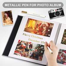 1pc Self-Adhesive Scrapbook Album With Magnetic Pages, 4x6, 5x7, 8x10 Photo Album, Drawing Book With Metal Pen, Suitable For Gift, Family, Wedding, 11x10.6 Inches, 40 Pages, White Gifts Birthday Graduation - Multicolor - View 4