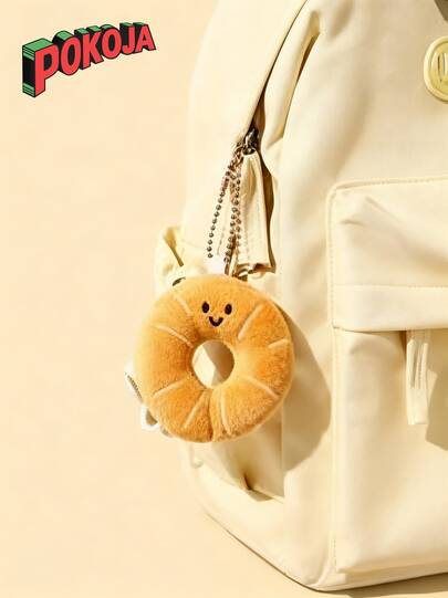 Söt brödplysch-set och munknyckelring med rem - Kawaii matgosedjur present till väska, ryggsäck, handväska, dekoration