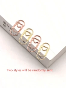 50 件/包可爱心形金玫瑰色夹子书签金属办公配件回形针拼布夹文具情人节、情人节婚礼、生日学校可爱用品女士办公用品、返校、学校用品 - 金色 - 查看 2