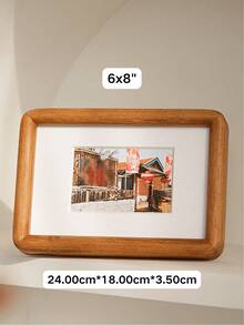 Cirelle 1PC High-End Mortise And Tenon Structure Solid Wood Photo Frame,Place Photo Frame Desktop Photo Frame Solid Wood Creative Photo Frame Frame Gifts Birthday Graduation - Teak - View 3