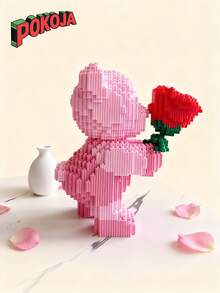 3996pcs Flower Bouquet Bear Building Blocks, Romantic DIY Construction Toy, Collection Model, Home Decor, Birthday Gift, 1 Piece Room Decor