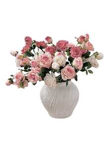 1/2 件 22 英寸复古仿古玫瑰 - 3 头真实触感假花,油画风格花束,波西米亚风格家居装饰,适用于客厅/卧室/办公室,摄影道具和即送礼品 - 彩色 - 查看 8