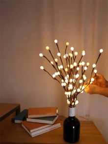 1 件 20LED 暖白色球形树枝灯、花瓶装饰灯、节日装饰、派对景观灯、LED 树枝灯、适用于卧室桌面、塑料人造树枝、电池供电（不包括 2 节 AA 电池）、适用于婚礼、订婚、情人节四季室内装饰、四季室内装饰人造树枝、桌面装饰 - 多色 - 查看 3
