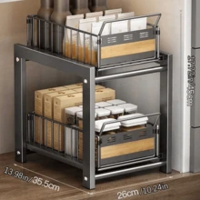 1 件双层灰色厨房收纳架，水槽收纳架，厨房小工具收纳盒，调味品收纳盒，多格抽屉收纳架，适用于厨房、浴室、马克杯、咖啡杯