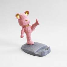 1pc Cute Phone Stand, Cartoon Bear Shaped Phone Holder, Compatible With Both Mobile Phones And Tablets, Suitable For Office Desktop, Bedside, Living Room, Study, Bedroom, Gifts Back To School - pink kicking bear - View 17