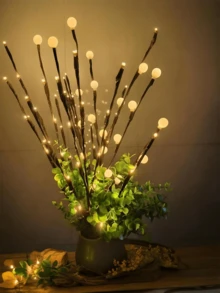 1 件 20LED 暖白色球形树枝灯、花瓶装饰灯、节日装饰、派对景观灯、LED 树枝灯、适用于卧室桌面、塑料人造树枝、电池供电（不包括 2 节 AA 电池）、适用于婚礼、订婚、情人节四季室内装饰、四季室内装饰人造树枝、桌面装饰 - 多色 - 查看 7
