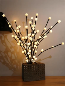 1 件 20LED 暖白色球形树枝灯、花瓶装饰灯、节日装饰、派对景观灯、LED 树枝灯、适用于卧室桌面、塑料人造树枝、电池供电（不包括 2 节 AA 电池）、适用于婚礼、订婚、情人节四季室内装饰、四季室内装饰人造树枝、桌面装饰 - 多色 - 查看 5