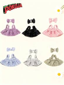 POKOJA LAND [Chỉ quần áo búp bê] Phụ kiện thế hệ thứ 1 & 2 cho trang phục - Váy yếm đen có nơ trang trí, quần áo thay thế cho búp bê - Nhiều màu - Xem 1
