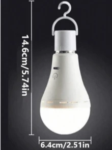 1 bóng đèn LED sạc USB, cổng sạc Type-C, đèn sạc ngoài trời, bóng đèn LED di động, đèn cắm trại & quầy hàng chợ đêm, đèn câu cá, đa chức năng, thiết kế treo, thiết bị khẩn cấp khi mất điện, làm mờ vô cấp, hạt đèn LED sáng, bảo vệ sạc, chiếu sáng đồng đều, phạm vi chiếu sáng rộng - trắng - Xem 2