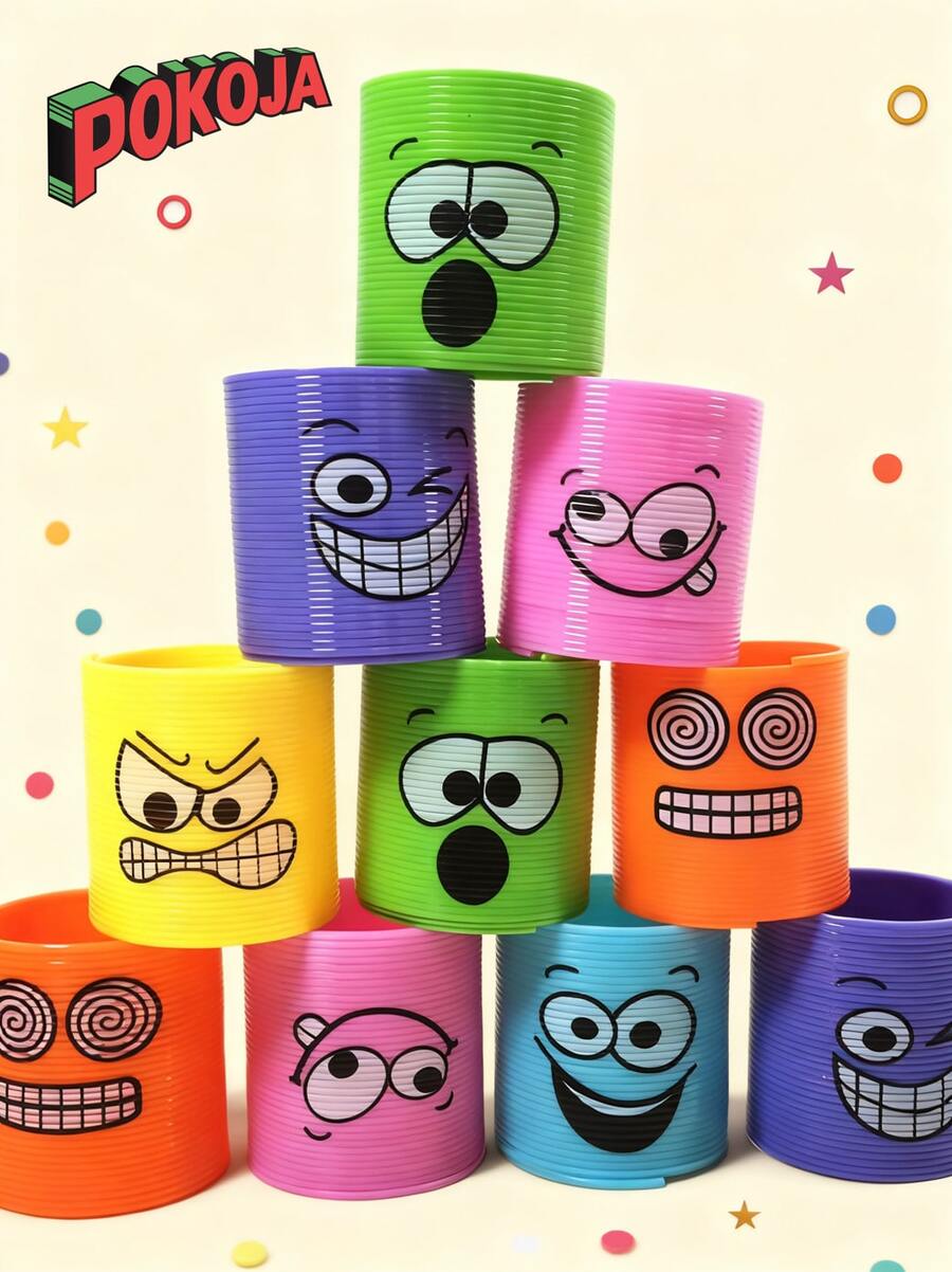 6/12/24/36/48PCS Funny Expression Coil Spring Party Favors ,Emoticon Party Favors Bulk,Coil Springs Bulk Toys
