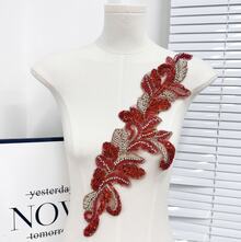 1件手工仿珍珠婚纱缝制珠饰蕾丝贴片闪亮黄色缝制亮片水晶珠饰紧身配饰DIY装饰礼服 - 黑色 - 查看 10