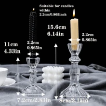 1 Chân nến thủy tinh thanh lịch, Chân nến pha lê hình nón trong suốt, Chân nến trang trí thích hợp cho đám cưới, Halloween, tiệc tùng, trang trí bàn, trang trí phòng thẩm mỹ - Trong sáng - Xem 2