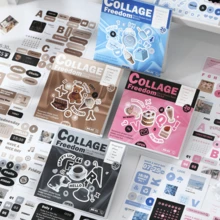 20sheets Stickers Book Junk Journal Supplies Long Strip PET Collage Sticker DIY Scrapbooking Art Collage Stationery Planner Decor Stickers - Multicolor - View 2