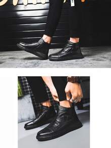 Botas de estilo británico botas negras cortas botas altas zapatos masculinos moda botas ligeras,Botines de hombre antideslizantes y amortiguadores de otoño,Botas de montar de caña alta para hombre,Botas De Trabajo Multifuncional,High-top botas antideslizantes resistente al desgaste, cómodo casual transpirable suela gruesa botas de los hombres, de interior y al aire libre cuatro estaciones se puede usar Botas de hombre - Negro - Ver 12