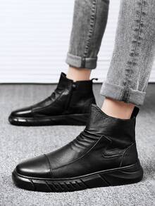 Botas de estilo británico botas negras cortas botas altas zapatos masculinos moda botas ligeras,Botines de hombre antideslizantes y amortiguadores de otoño,Botas de montar de caña alta para hombre,Botas De Trabajo Multifuncional,High-top botas antideslizantes resistente al desgaste, cómodo casual transpirable suela gruesa botas de los hombres, de interior y al aire libre cuatro estaciones se puede usar Botas de hombre - Negro - Ver 2