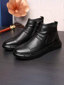 Botines de hombre antideslizantes y amortiguadores de otoño,Cómodo Antideslizante Botas De Los Hombres De Tobillo,Botas de estilo británico botas negras cortas botas a ltas zapatos masculinos moda botas ligeras,Botas de montar de cuero de caña alta para hombre,Adecuado Para Caminar Al Aire Libre, Entrenamiento De Trabajo - Negro - Ver 6
