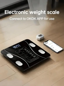 Teckwe 智能蓝牙体脂秤，带App，精准家用燃脂健身测量设备，电子体脂测量秤