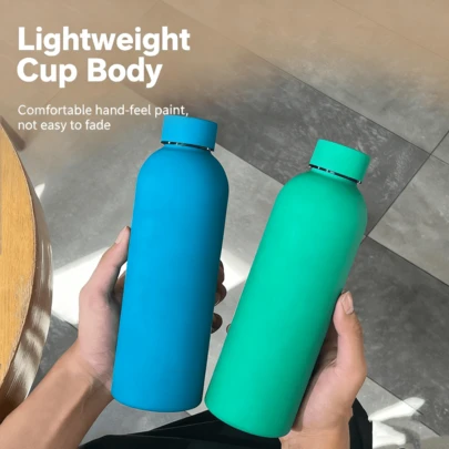Bình nước thể thao hai lớp bằng thép không gỉ 304 dung tích 500ml/16.9oz, có khả năng giữ nhiệt, thích hợp cho leo núi, đạp xe, yoga và tập thể dục. Hoàn hảo cho học sinh và phụ nữ. Một món quà tuyệt vời cho mùa tựu trường.