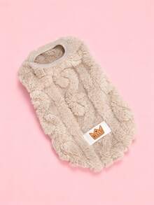 PETSIN 宠物服装。厚实温暖的毛绒背心适合小型犬和猫在冬天穿着。可以在户外开心玩耍的狗狗服装。 - 杏色 - 查看 12